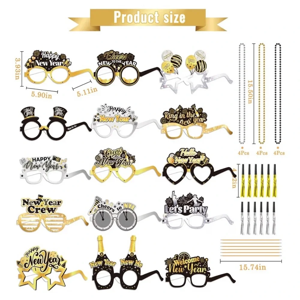 New Year's Eve Party Supplies Set - Gold and Silver (A198)